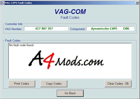 B6 Audi A4 - OBDTool Vag Com Auto Level Error